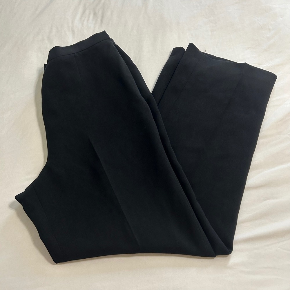 Kasper Petite Black Dress Pants Womens 10P Wide Leg Crepe Trousers Office Wear